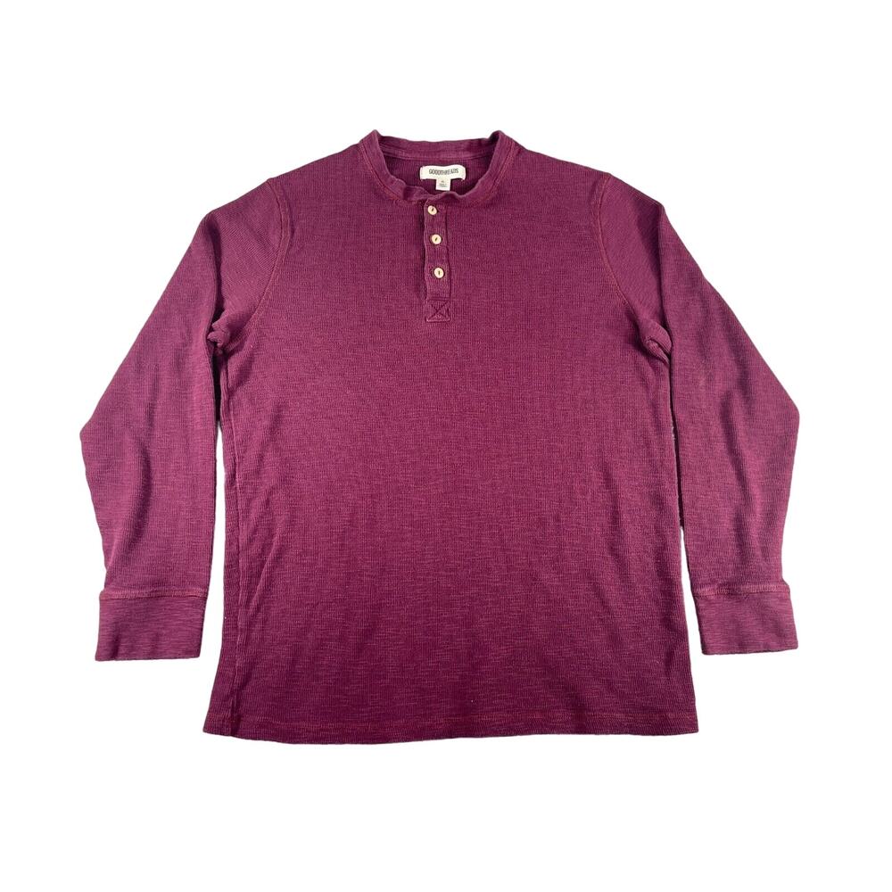 Goodthreads Shirt Mens XL Red Maroon Long Sleeve Waffle Knit Comfort Casual